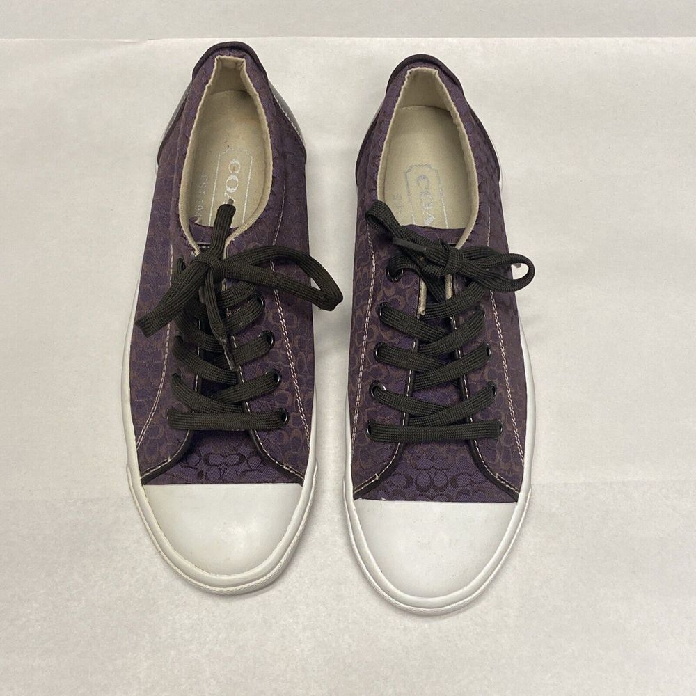 Vintage Coach Low Bobbi Canvas Upper Rubber Outer Purple Shoe Womens 8.5 B Read